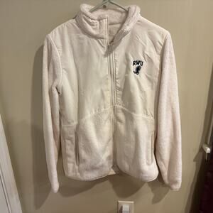 Roger Williams University White and Navy Blue Fleece Jacket Size Large